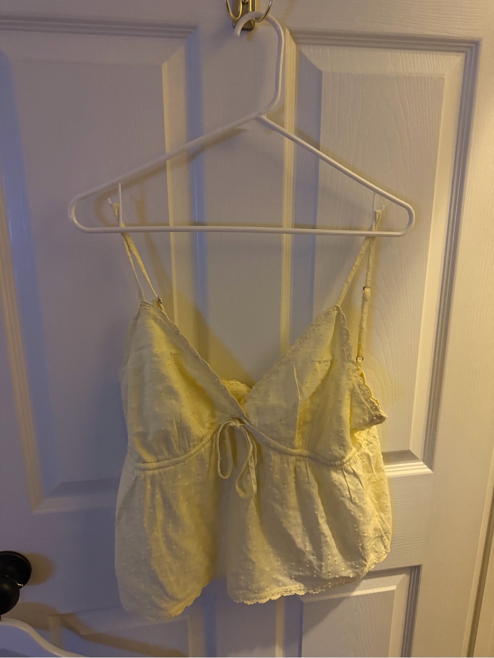 Cotton On Pale Yellow Swiss Dot Tie-Front Cami